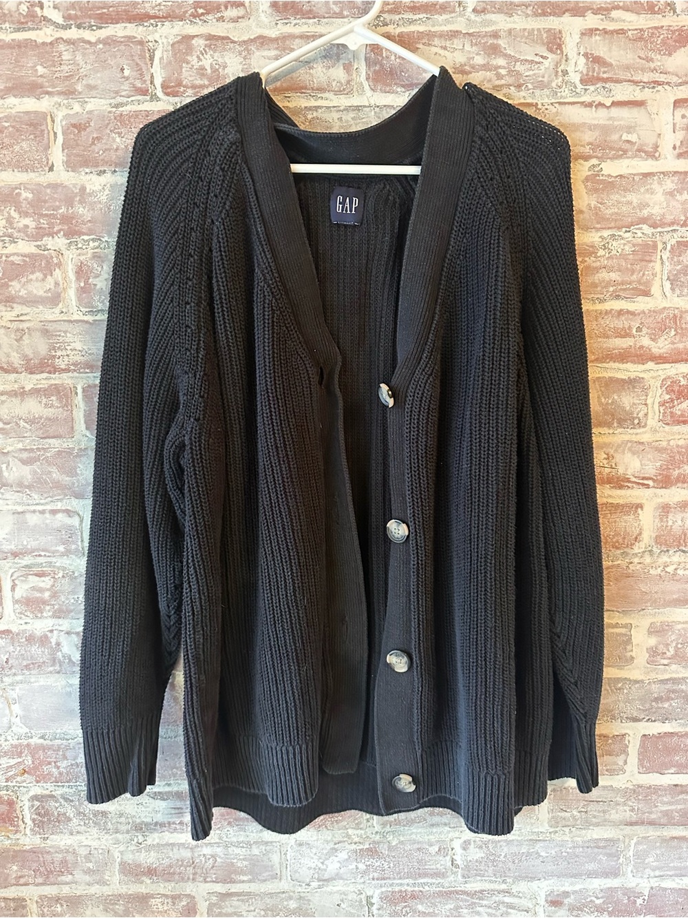 GAP Women's Black Button-Front Knit Cardigan